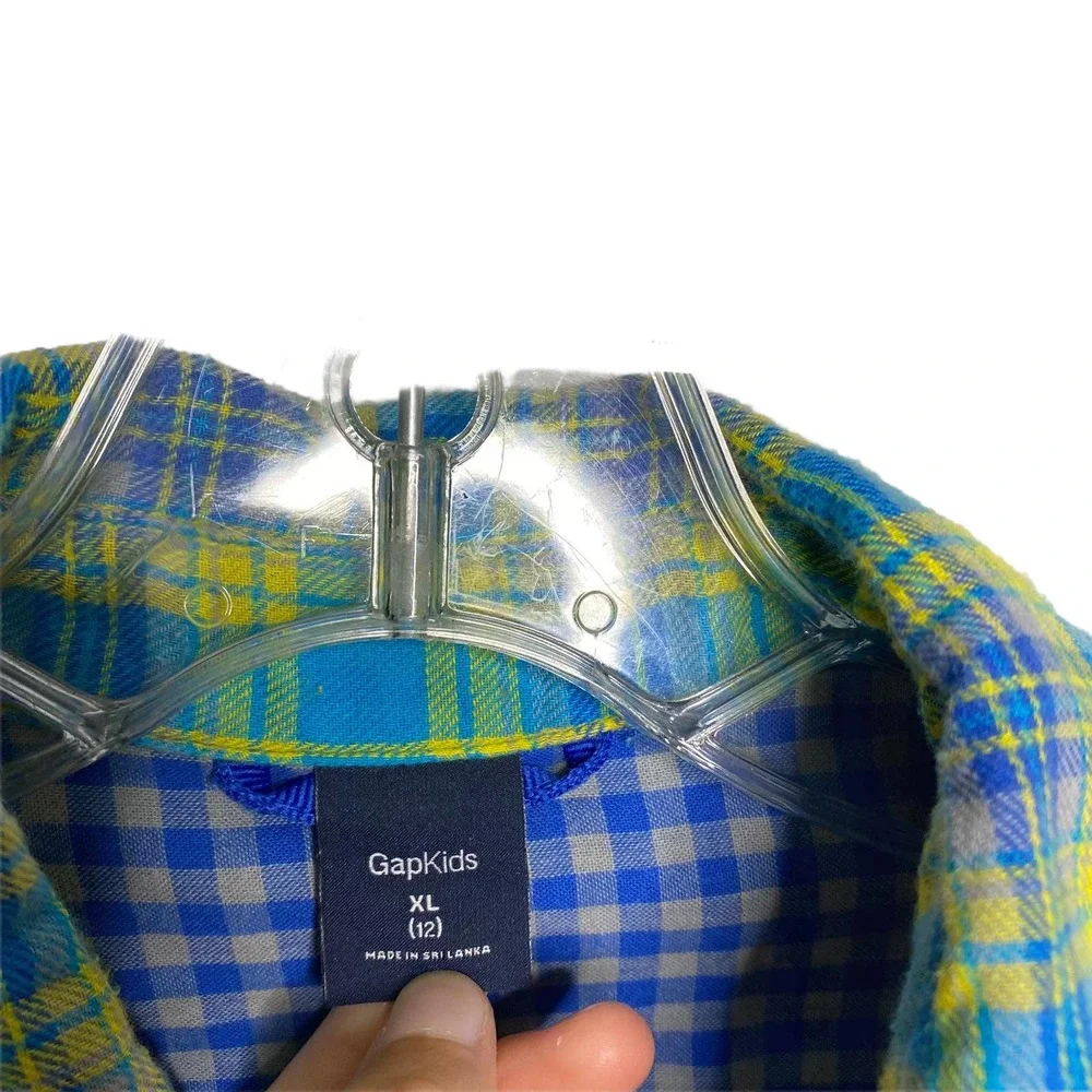 Gap Kid's Casual Button Up‎ Dress Shirt Long Sleeve Collared Blue Cotton Size XL